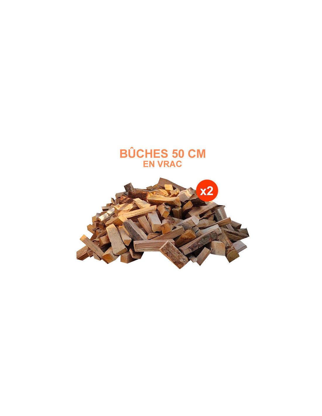 Bois de chauffage bûche de 50 cm, 2.5 stères / 2 m3 - Prêt à l