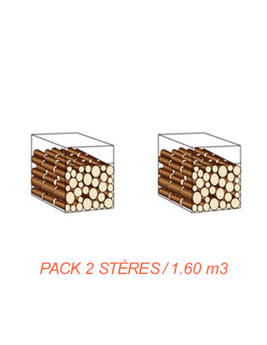 Pack 2 stères / Bûches 50 cm / 1.60 m3