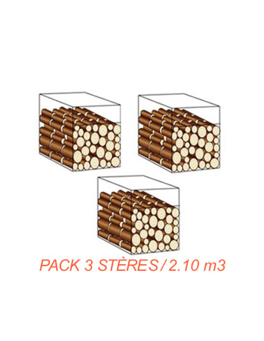 Pack 3 stères / Bûches 33 cm / 2.10 m3 Pack 3 stères / Bûches 33 cm / 2.10 m3