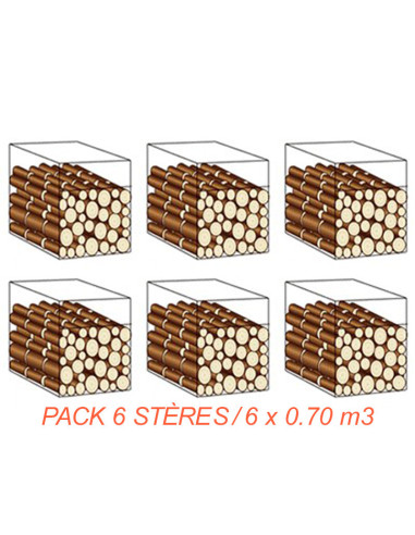 Pack 6 stères / Bûches 33 cm / 6 x 0.70 m3