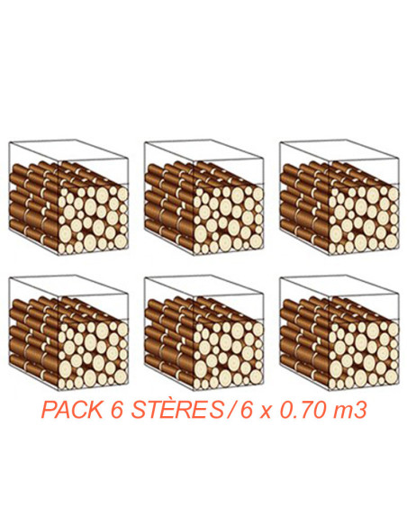 Pack 6 stères / Bûches 33 cm / 6 x 0.70 m3