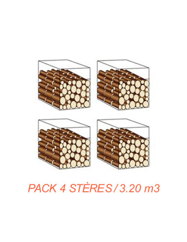 Pack 4 stères / Bûches 50 cm / 3.20 m3