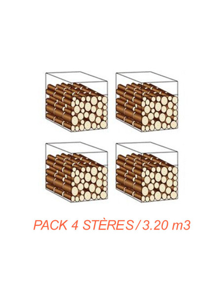 Pack 4 stères / Bûches 50 cm / 3.20 m3