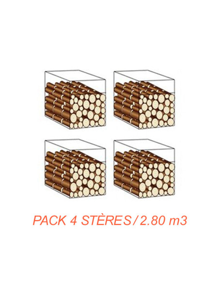 Pack 4 stères / Bûches 33 cm / 2.80 m3